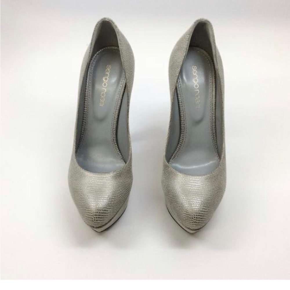 Sergio Rossi, Silver Milady platforms Regular MB size 7 US